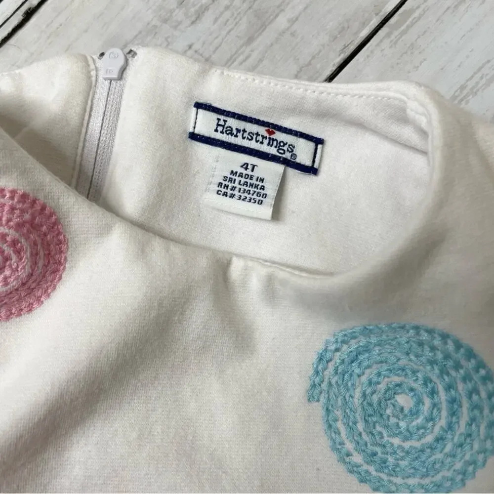 Hartstrings White dress with colored spirals 4T